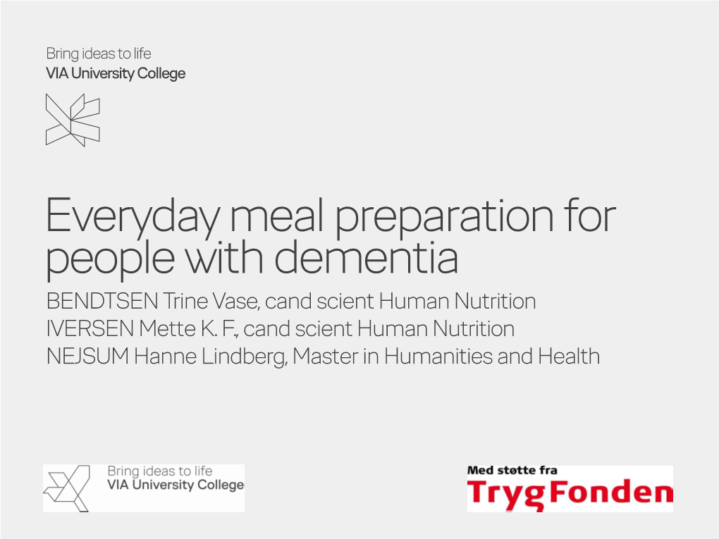 Everyday Meal Preparation for People with Dementia