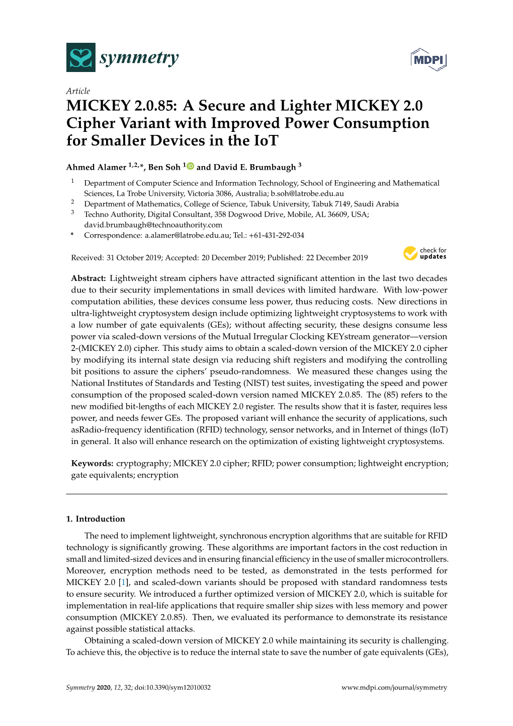 MICKEY 2.0. 85: a Secure and Lighter MICKEY 2.0 Cipher Variant With