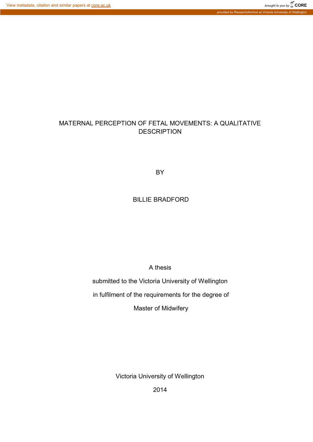 Maternal Perception of Fetal Movements: a Qualitative Description