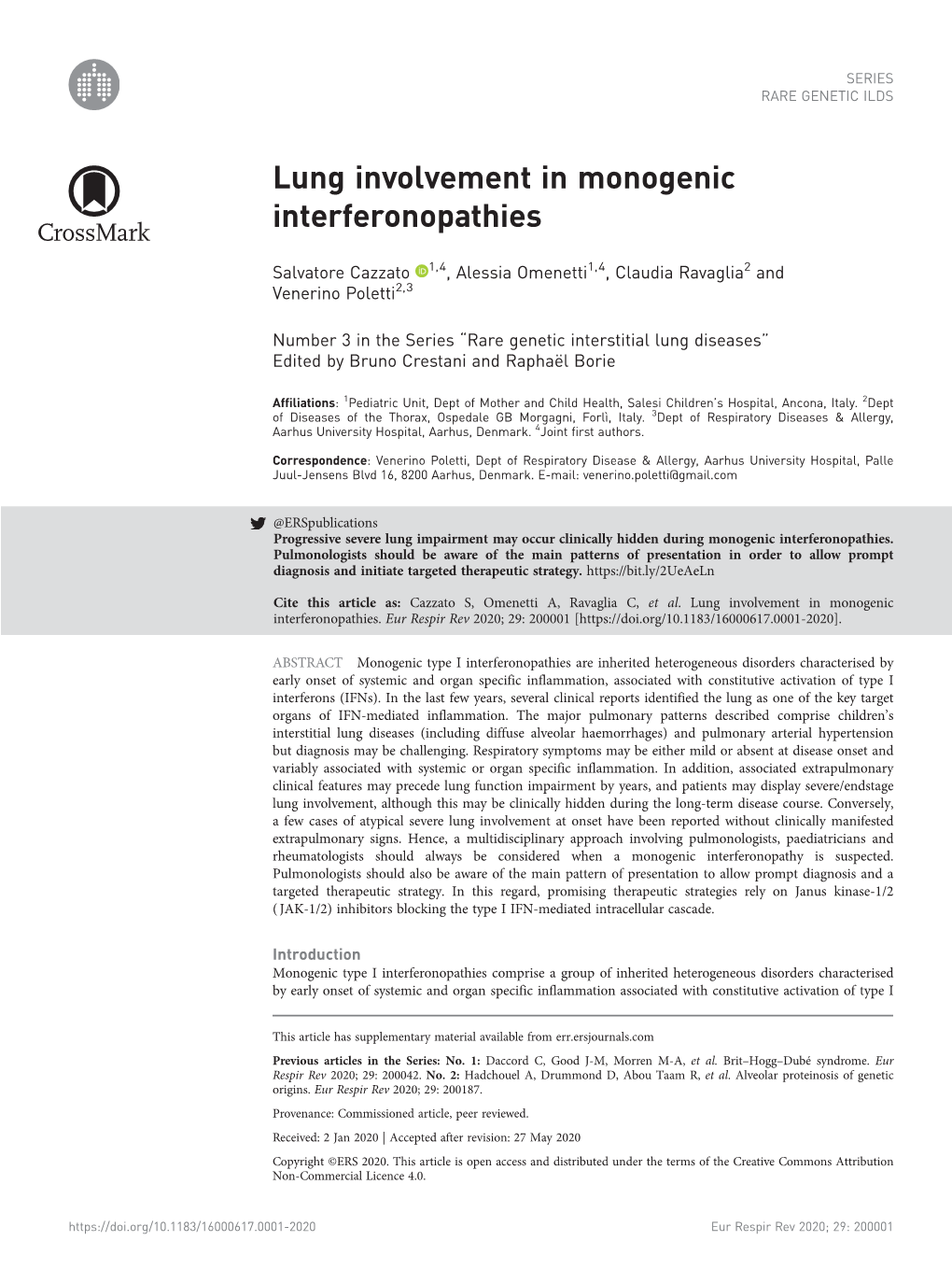 Lung Involvement in Monogenic Interferonopathies
