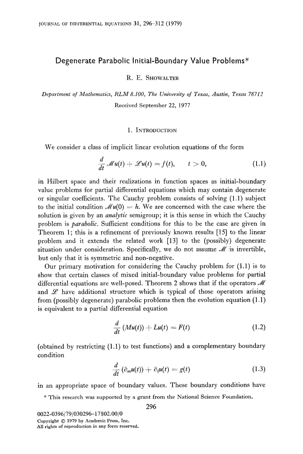 Degenerate Parabolic Initial-Boundary Value Problems*