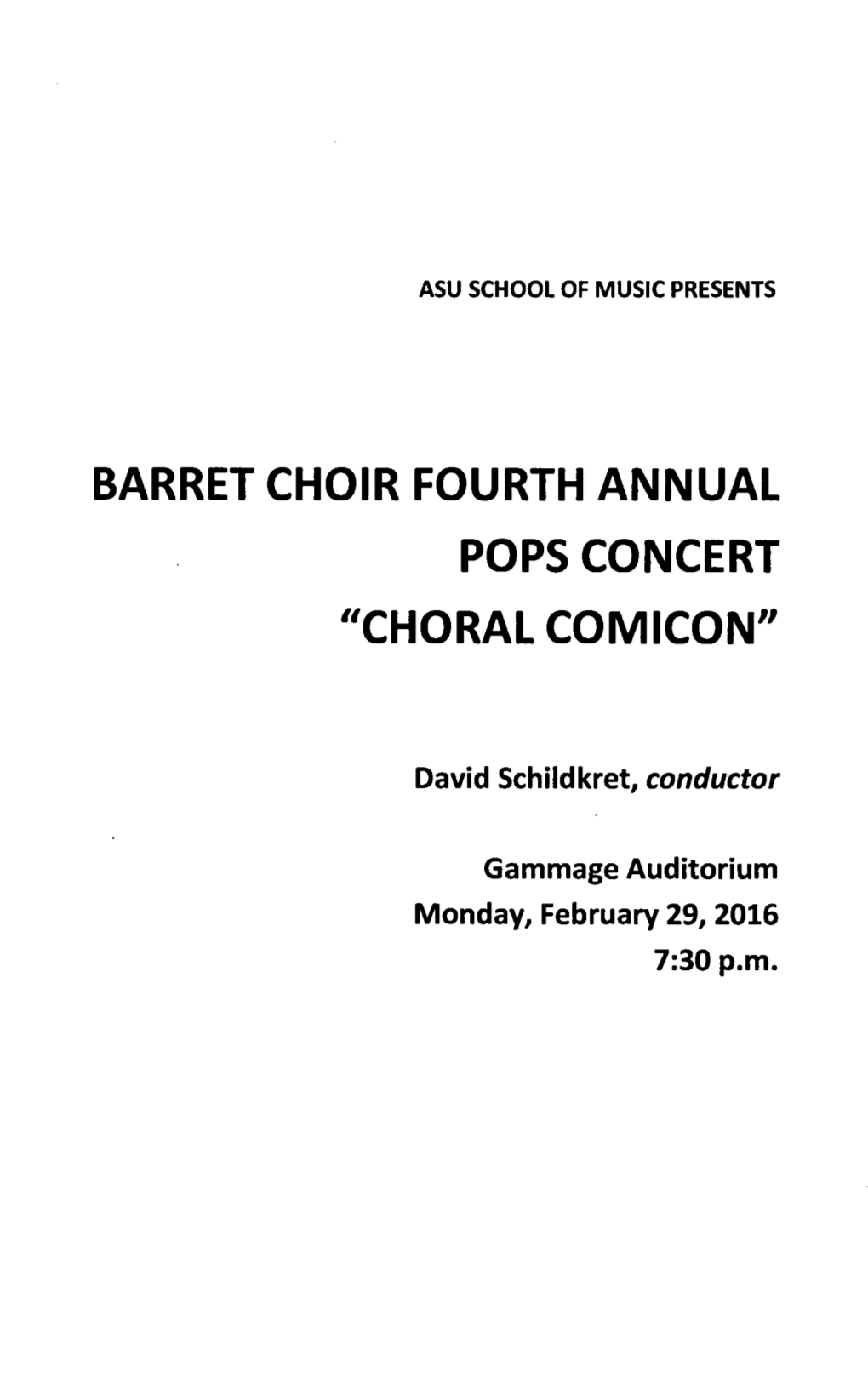 Barret Choir Fourth Annual Pops Concert 