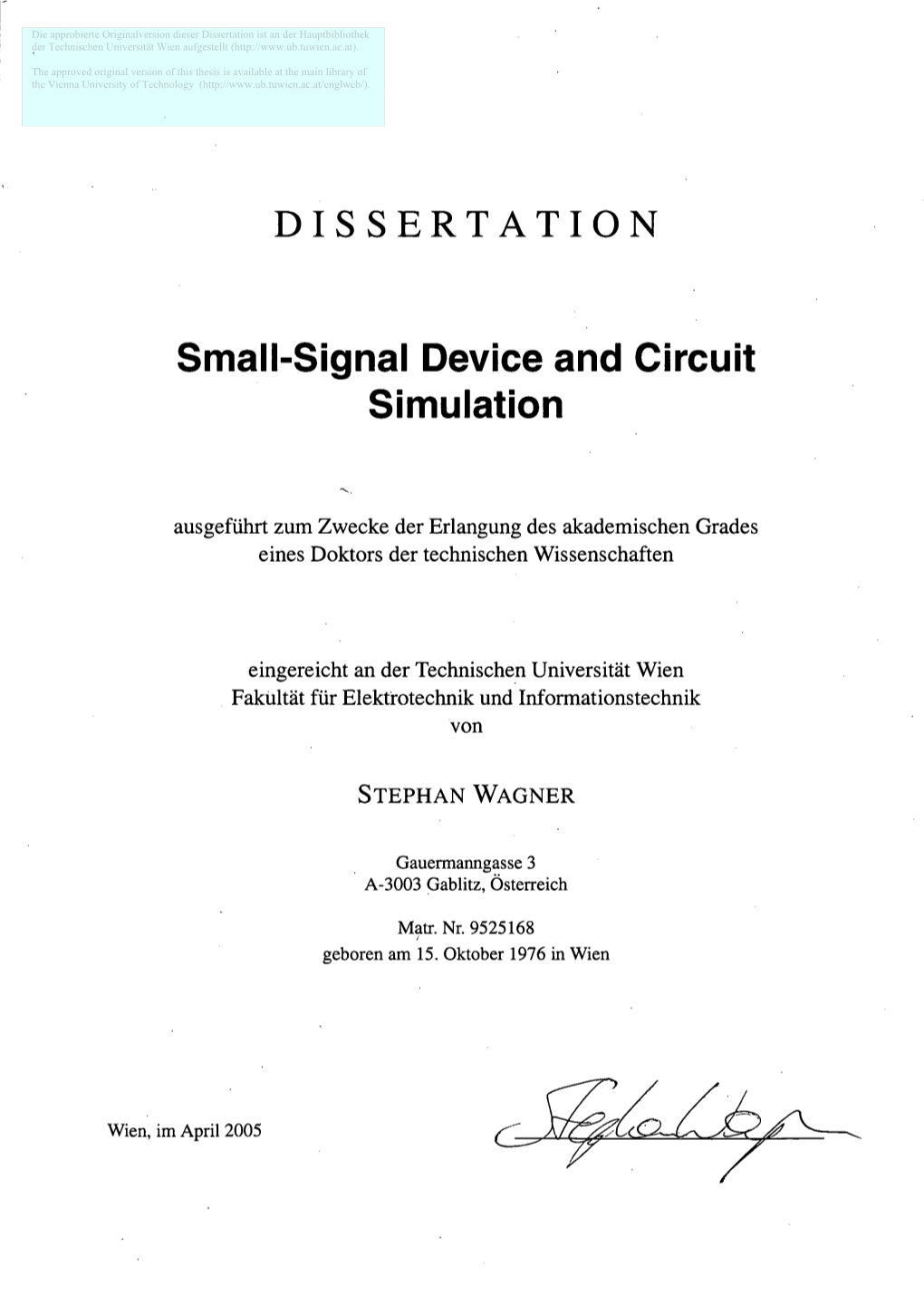 Small-Signal Device and Circuit Simulation