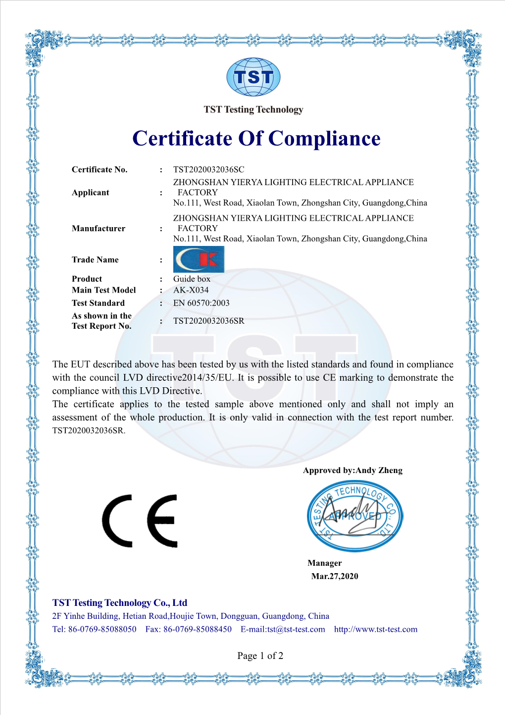 Certificate of Compliance