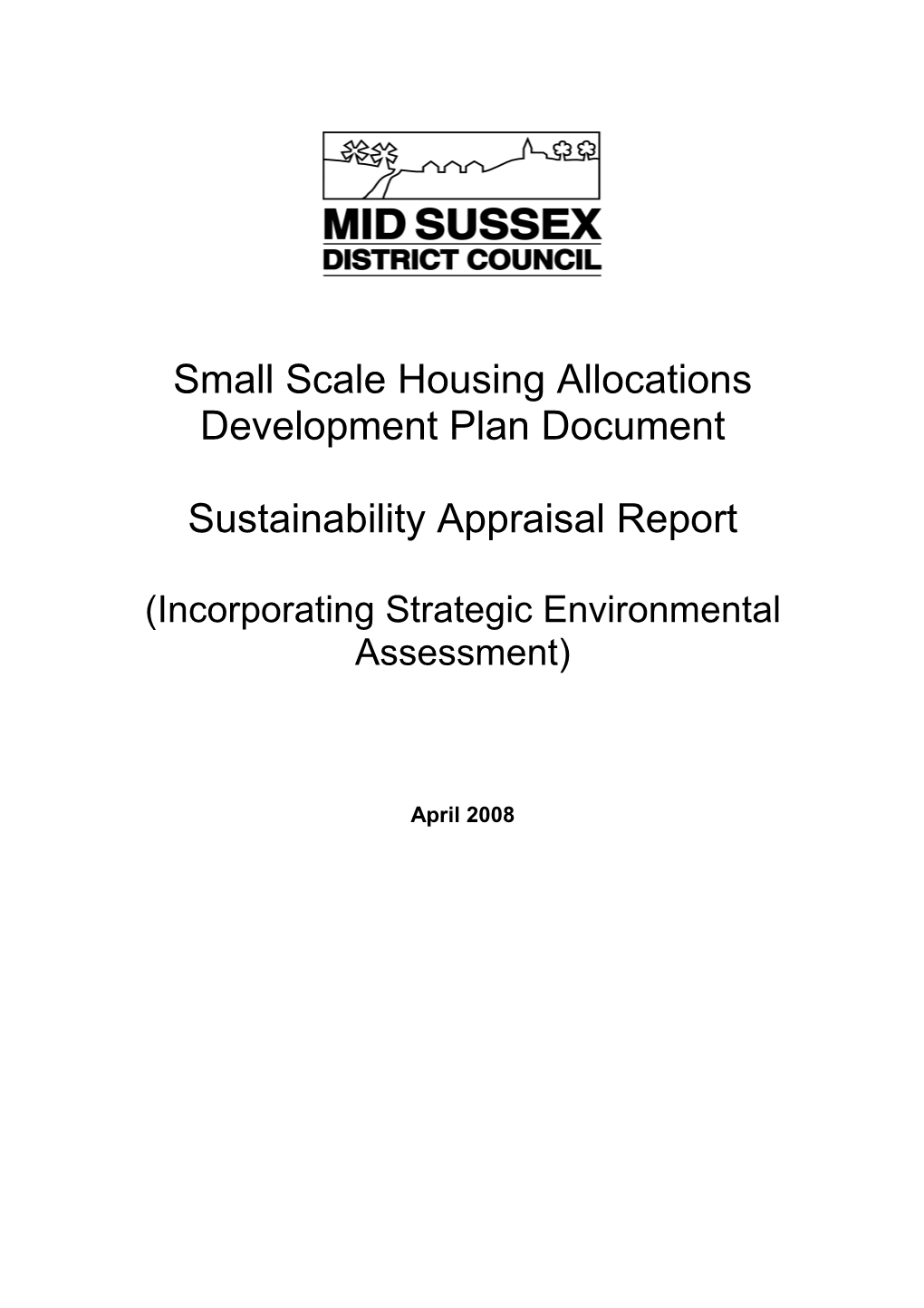 Small Scale Housing Allocations Sustainability Appraisal Report