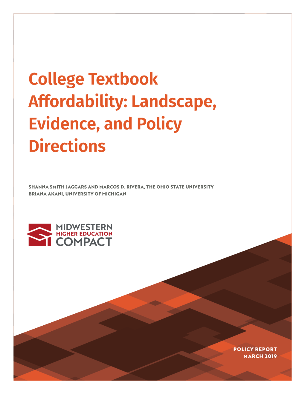 College Textbook Affordability: Landscape, Evidence, and Policy Directions