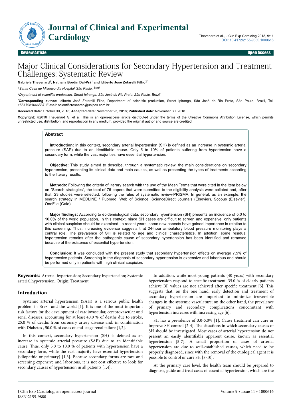 Major Clinical Considerations for Secondary Hypertension And