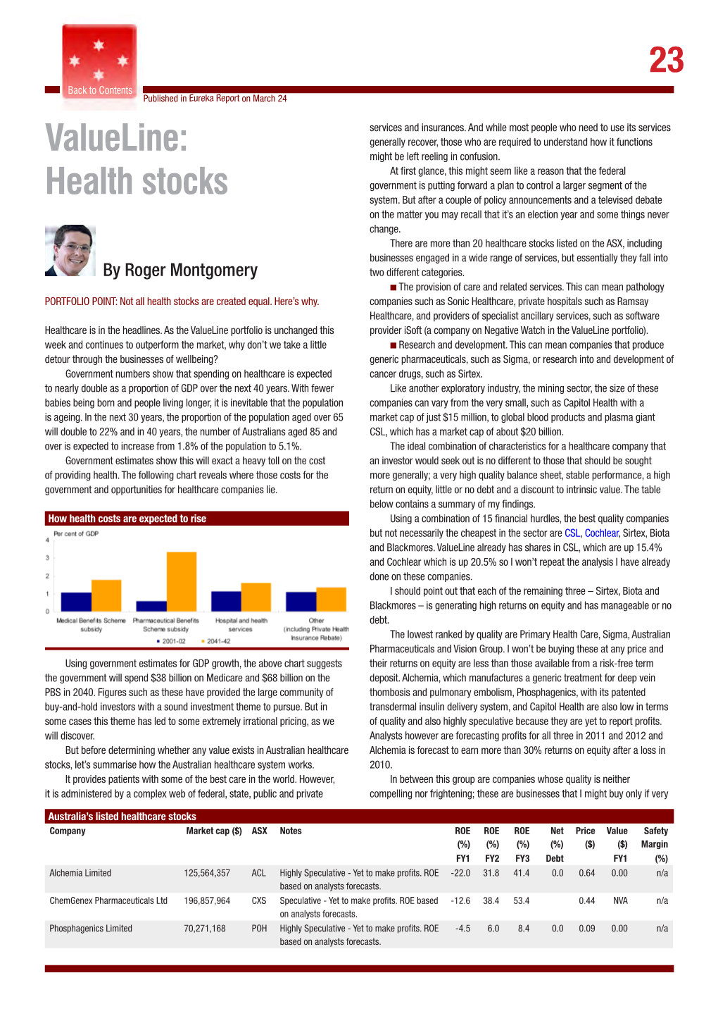 23 Valueline: Health Stocks