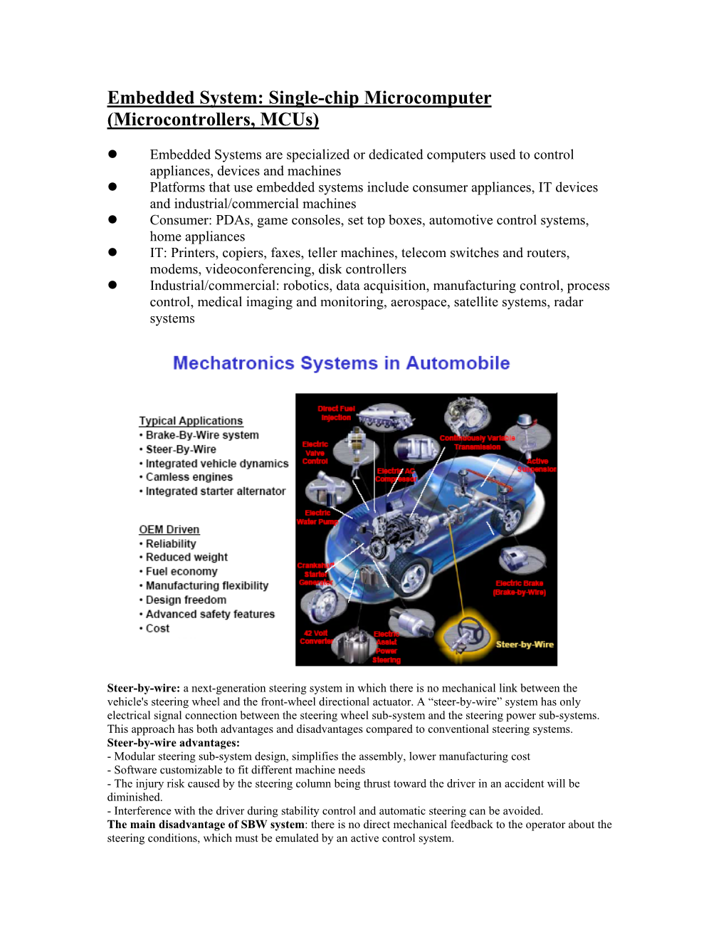 Embedded System: Single-Chip Microcomputer (Microcontrollers, Mcus)