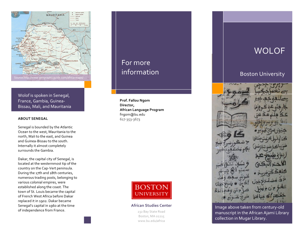 WOLOF for More Information Boston University Source