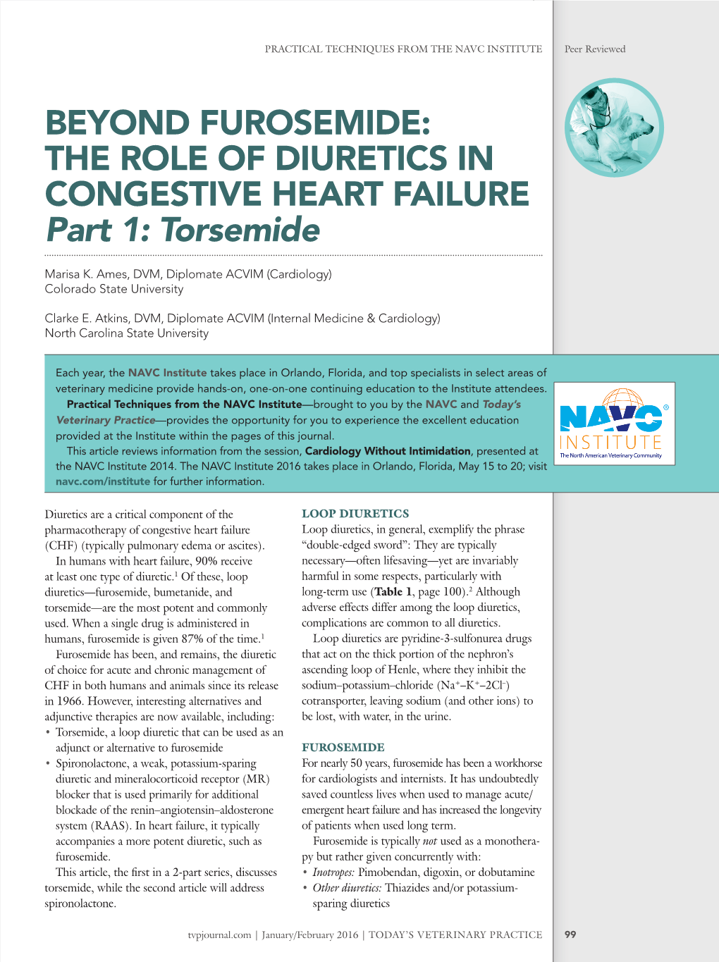 BEYOND FUROSEMIDE: the ROLE of DIURETICS in CONGESTIVE HEART FAILURE Part 1: Torsemide