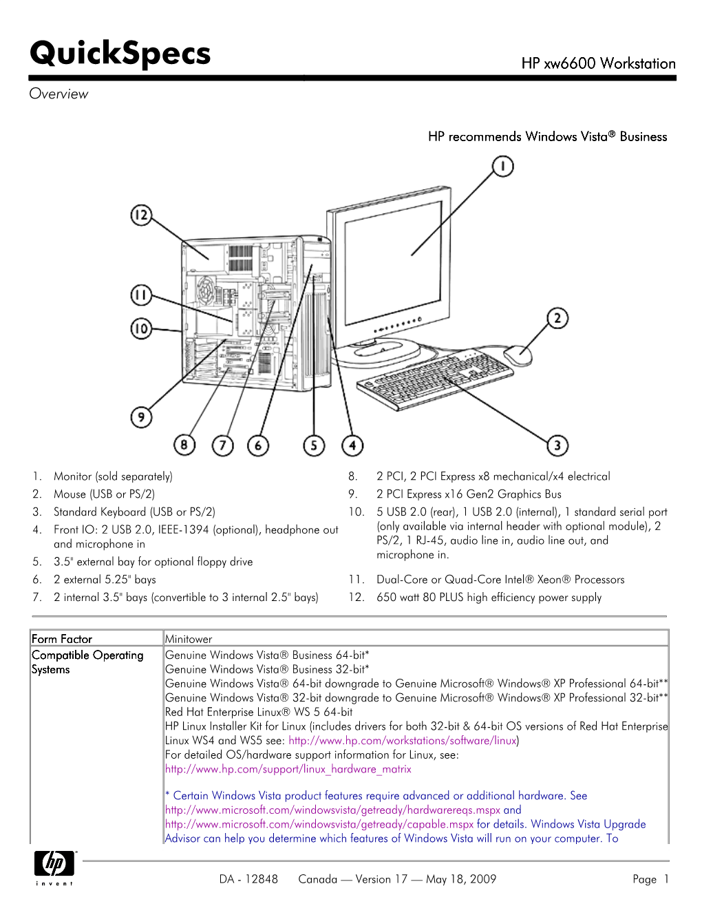 HP Xw6600 Workstation Overview