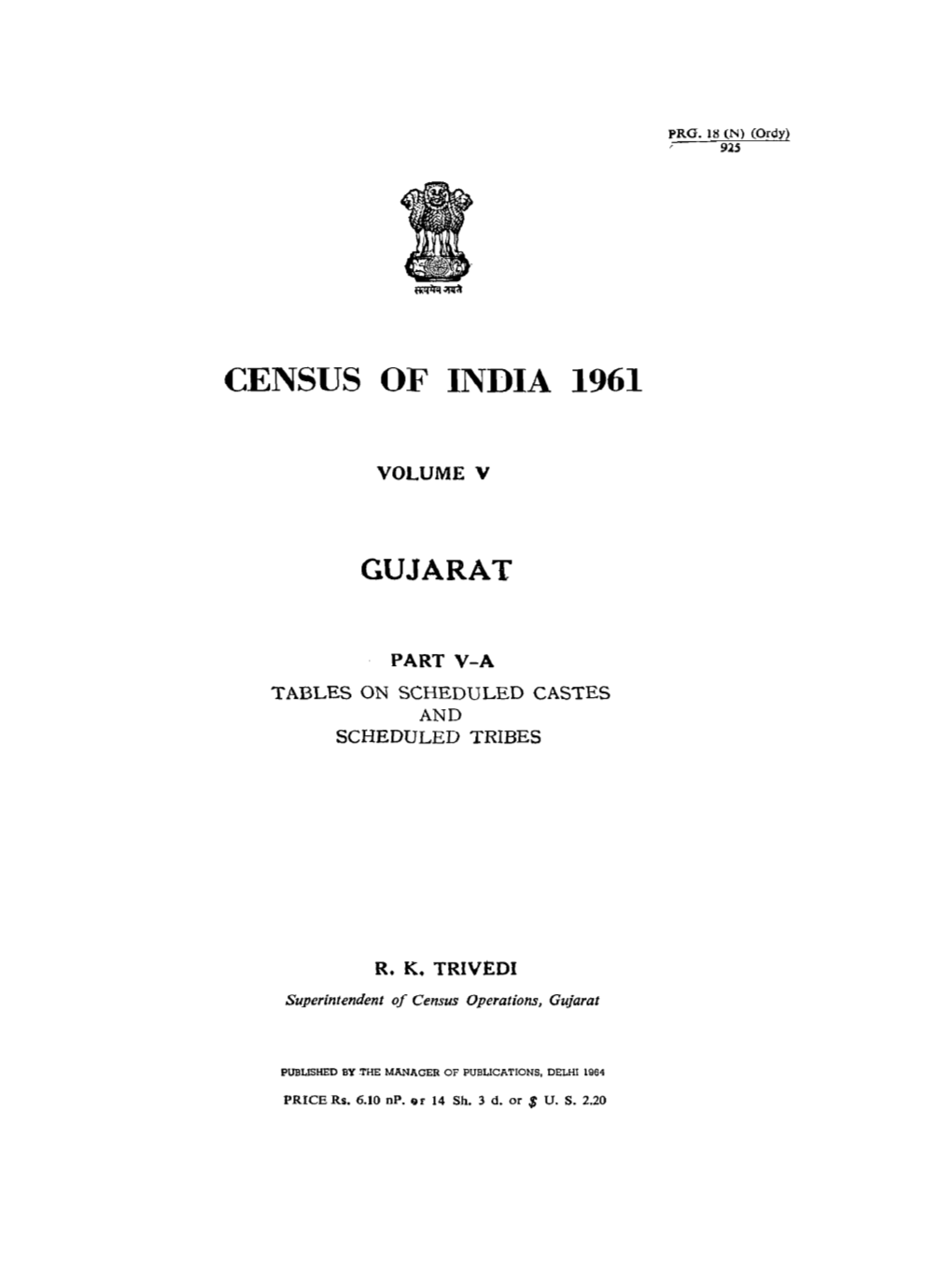 Tables on Scheduled Castes and Scheduled Tribes, Part V-A, Vol-V