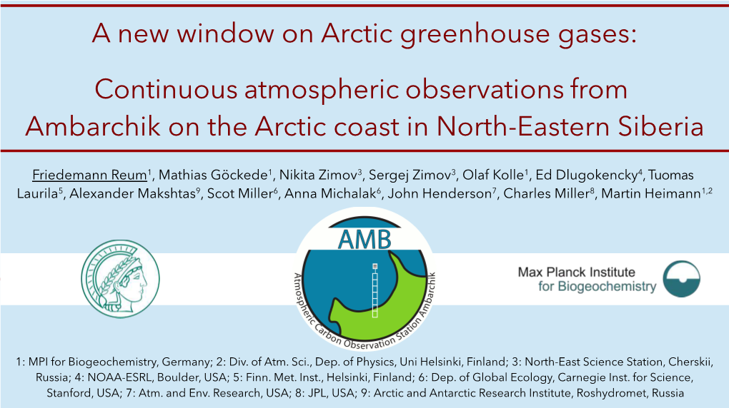 Continuous Atmospheric Observations from Ambarchik on the Arctic Coast in North-­Eastern Siberia