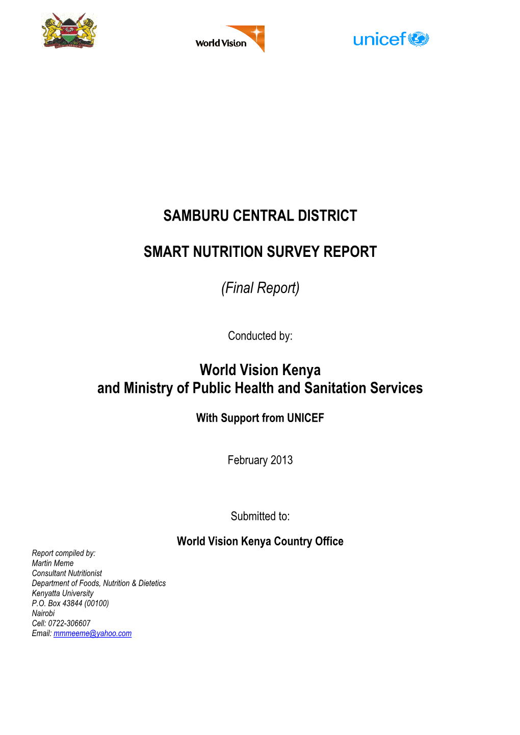 Samburu SMART Survey Report – February 2013