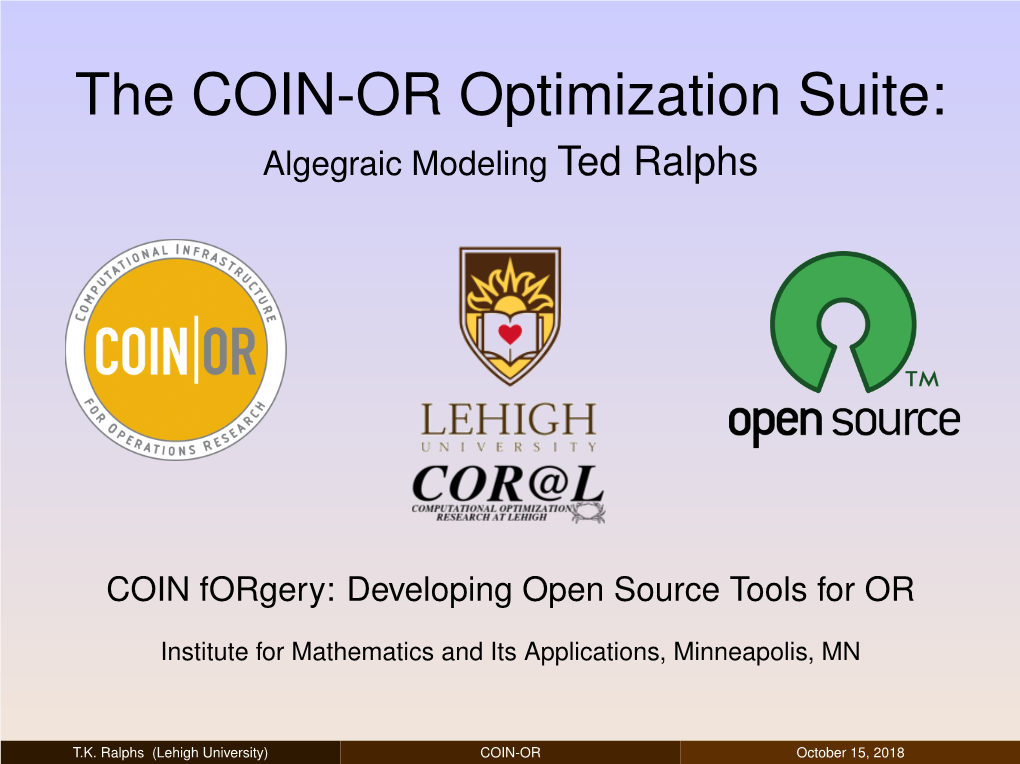 Introduction to the COIN-OR Optimization Suite