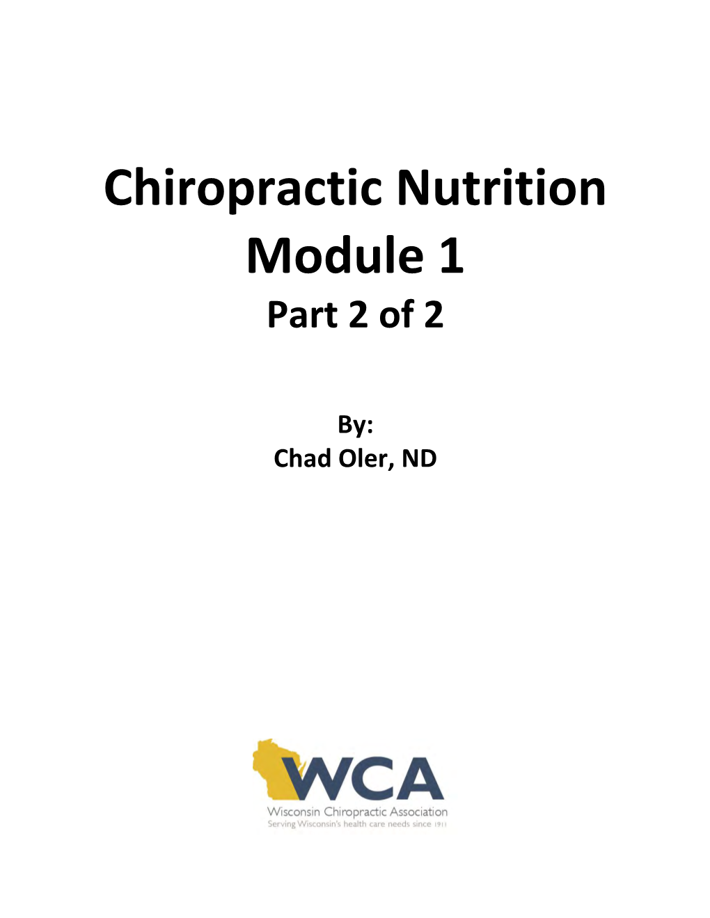 WCA Clinical Nutrition Module 1 Part 2