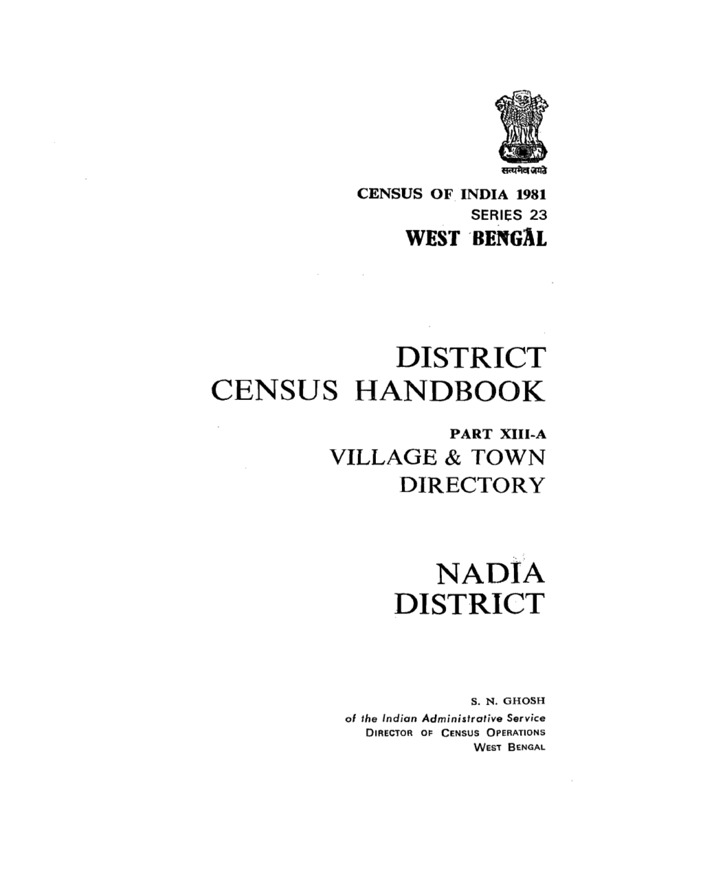 District Census Handbook, Part XIII-B, Puruliya, Series-23, West Bengal