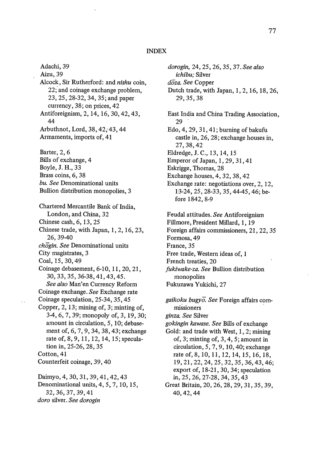 Adachi, 39 Aizu, 39 Alcock, Sir Rutherford: and Nishu Coin, 22