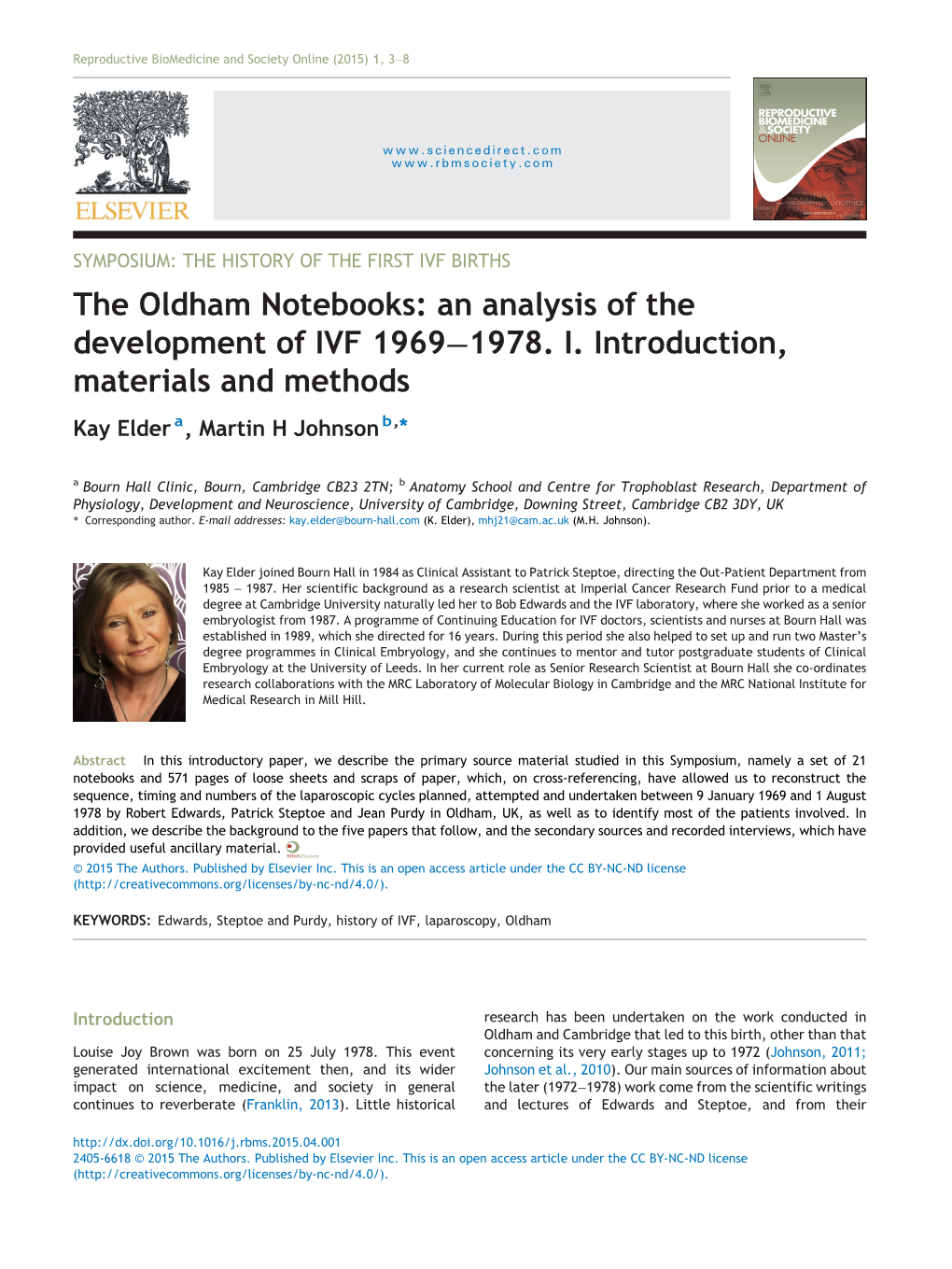 The Oldham Notebooks: an Analysis of the Development of IVF 1969￢ﾀﾓ