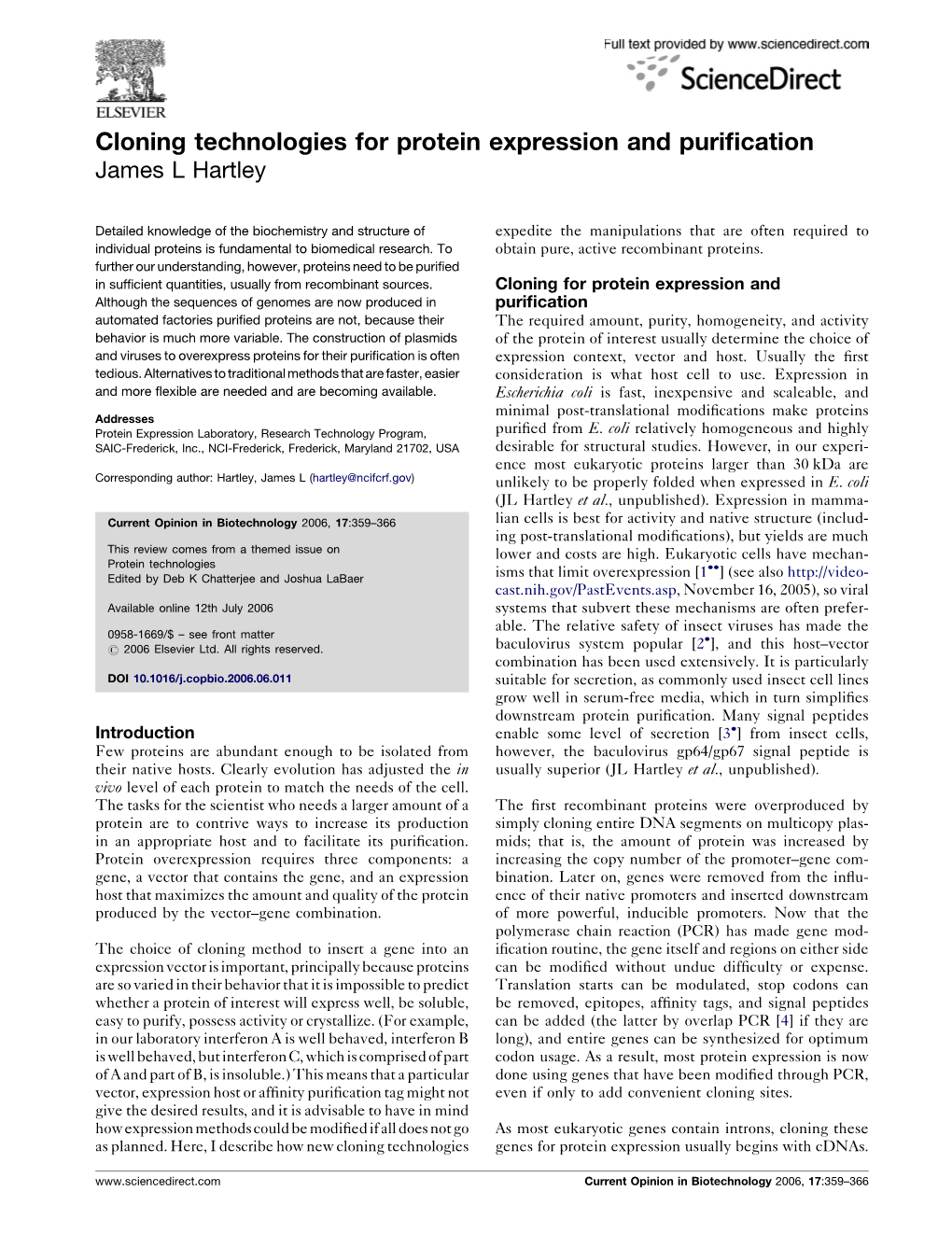 Cloning Technologies for Protein Expression and Purification