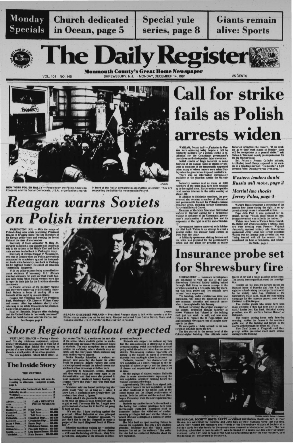 Call for Strike Fails As Polish Arrests Widen WARSAW, Poland (AP) -Factoriesin War- Factories Throughout the Country