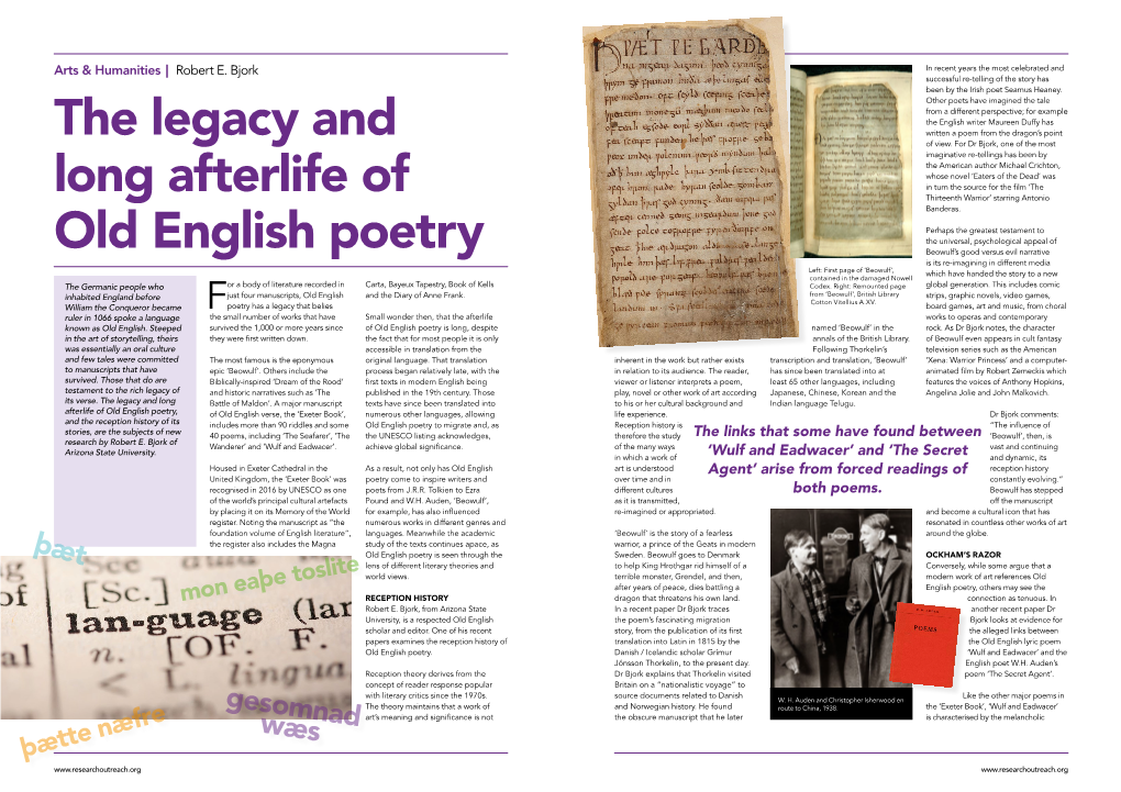 The Legacy and Long Afterlife of Old English Poetry