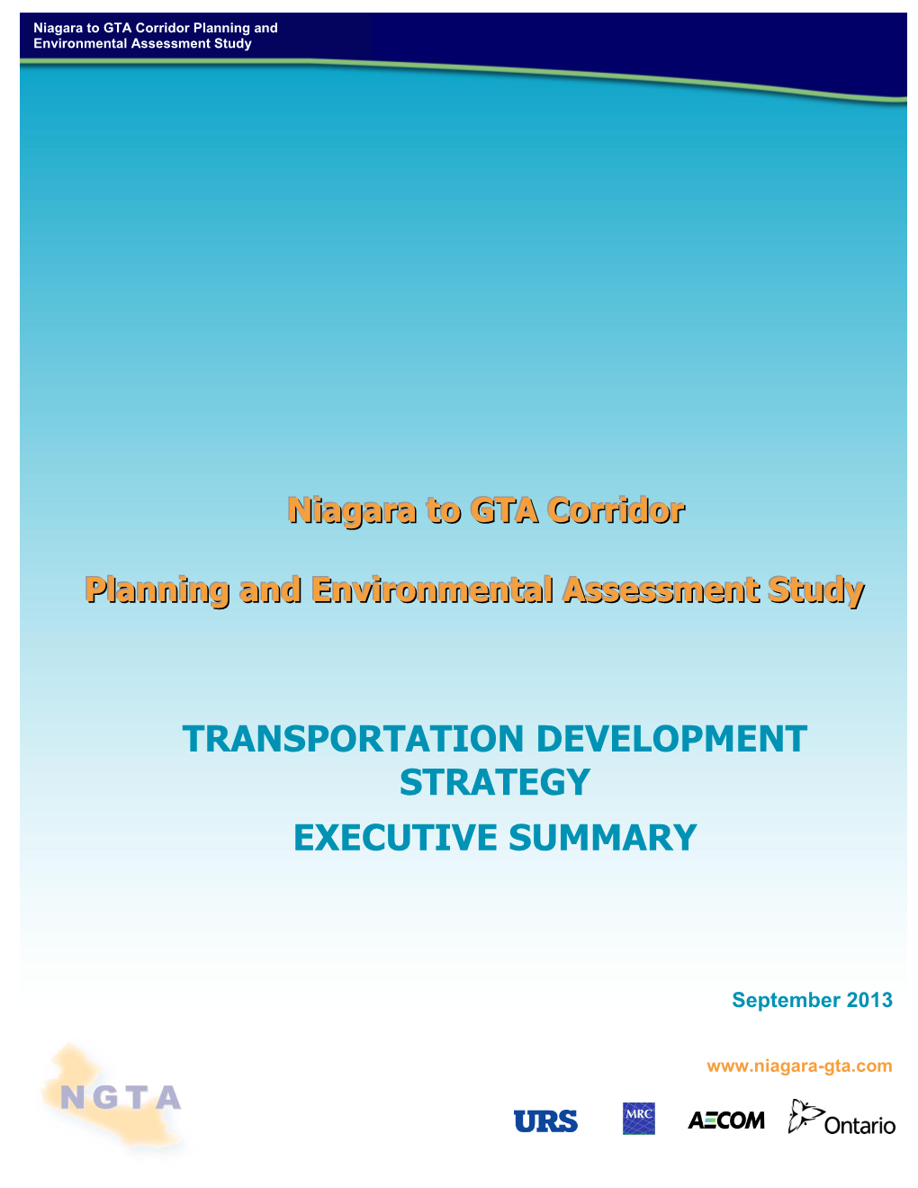 Niagara to GTA Corridor Planning and Environmental Assessment Study