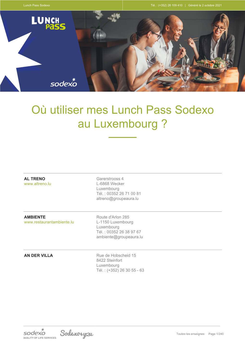 Où Utiliser Mes Lunch Pass Sodexo Au Luxembourg ?