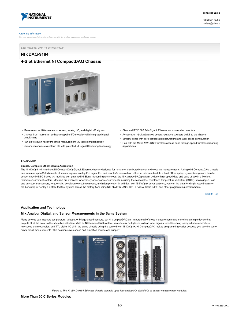 NI Cdaq-9184 4-Slot Ethernet NI Compactdaq Chassis