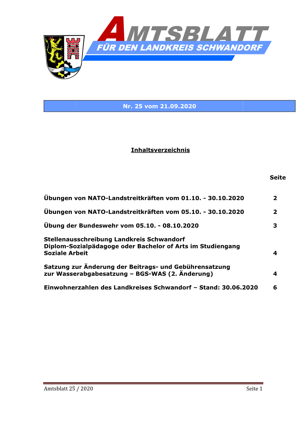 Amtsblatt Für Den Landkreis Schwandorf