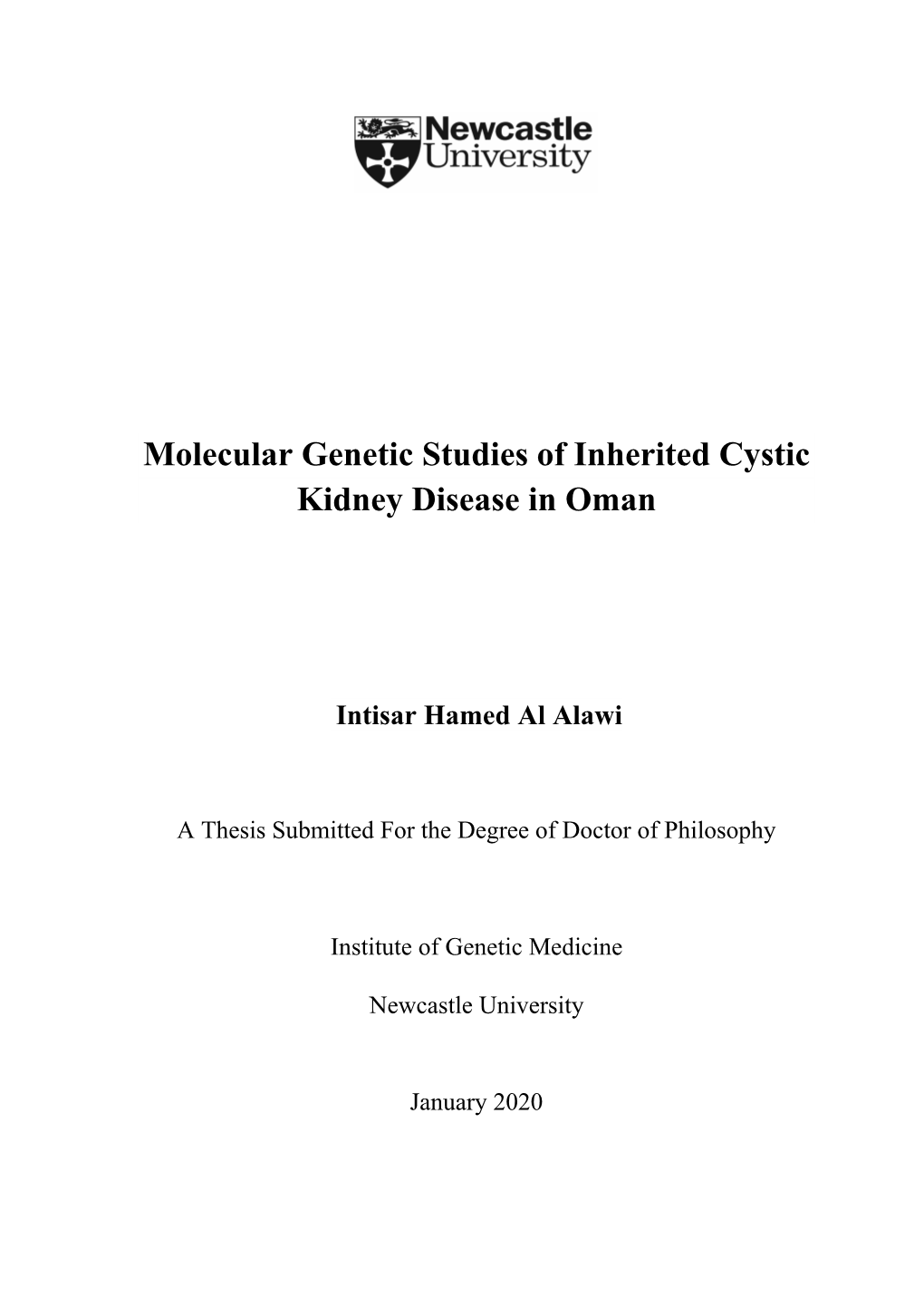 Molecular Genetic Studies of Inherited Cystic Kidney Disease in Oman