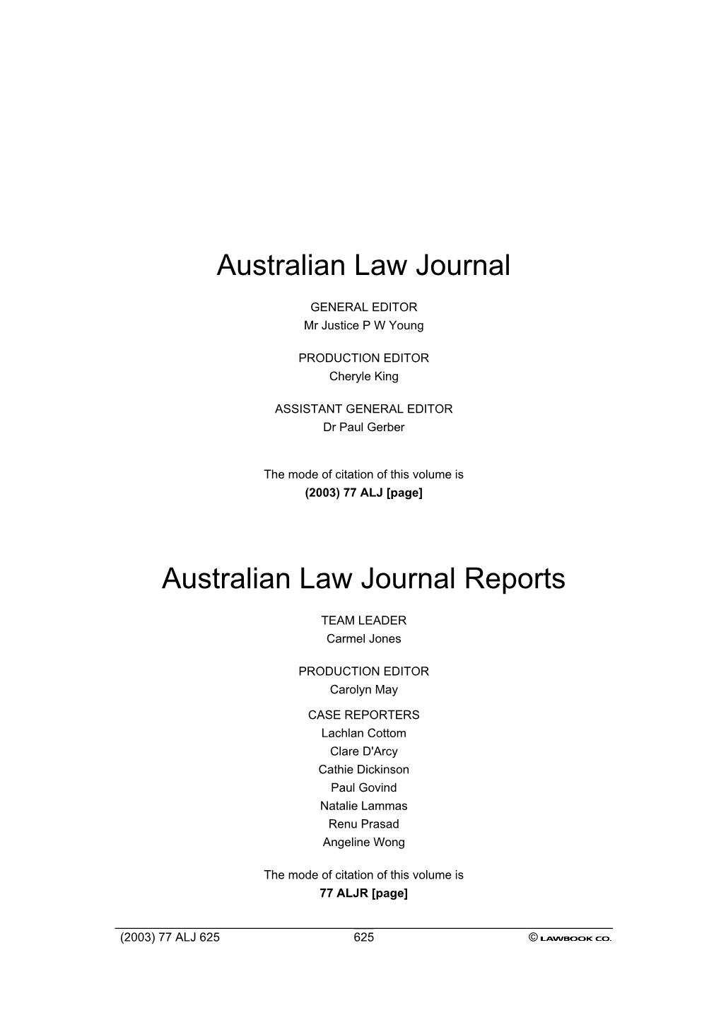 The Australian Law Journal