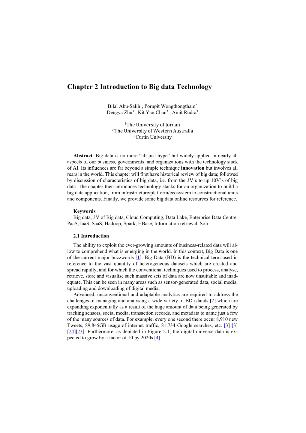 Chapter 2 Introduction to Big Data Technology