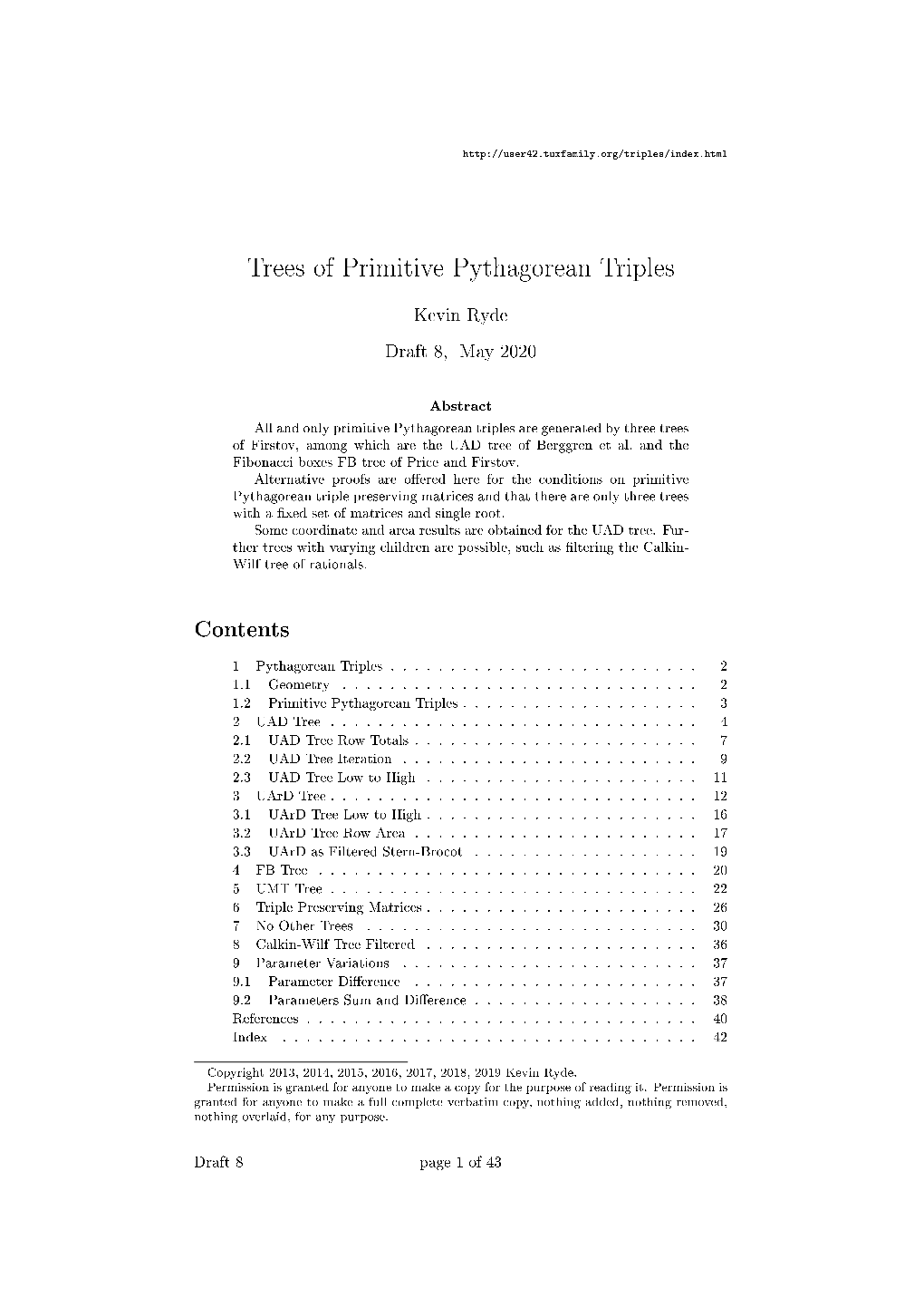 Trees of Primitive Pythagorean Triples