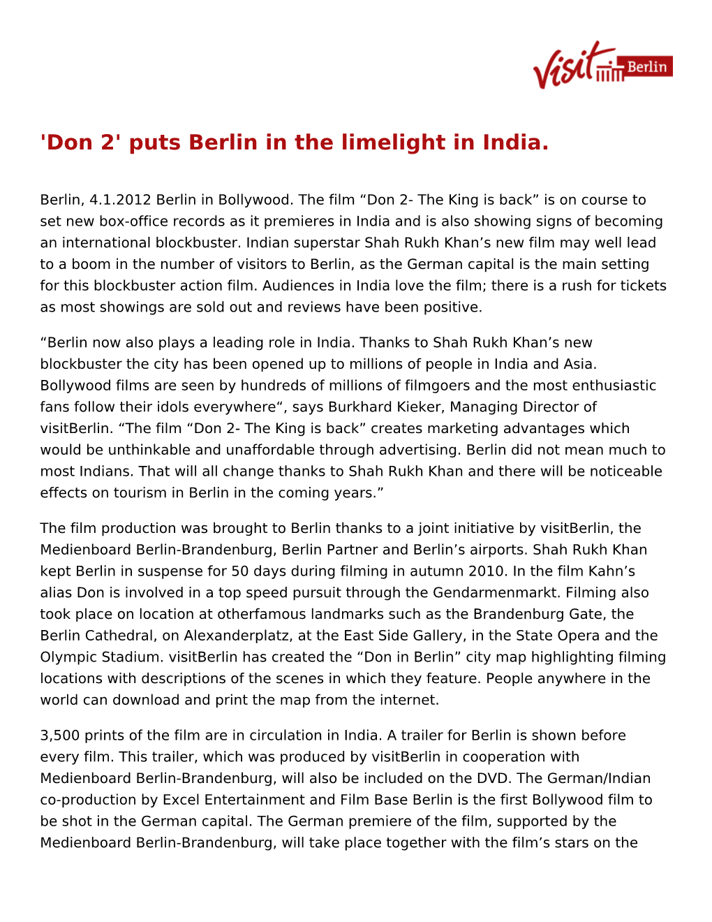 'Don 2' Puts Berlin in the Limelight in India