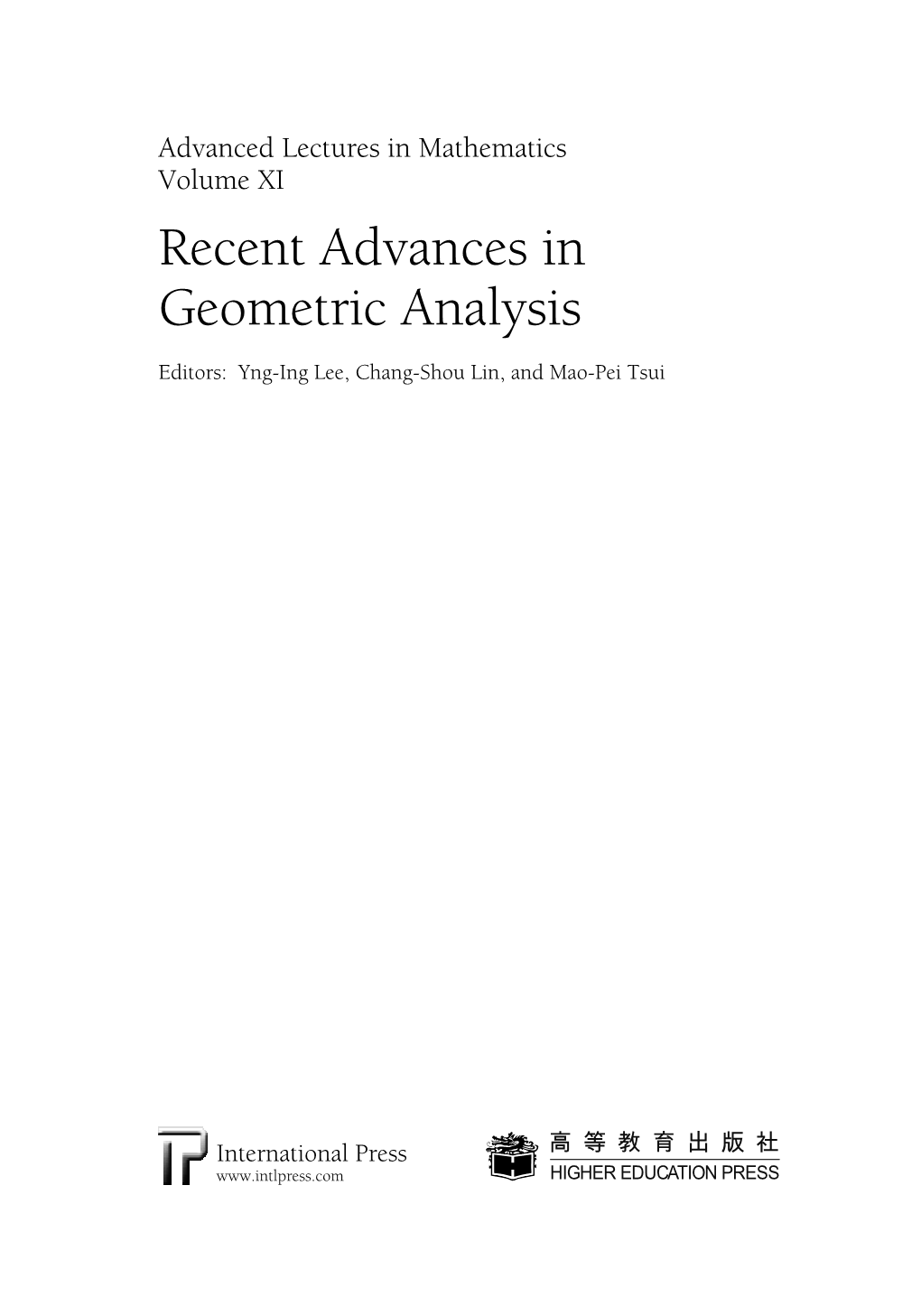 Recent Advances in Geometric Analysis