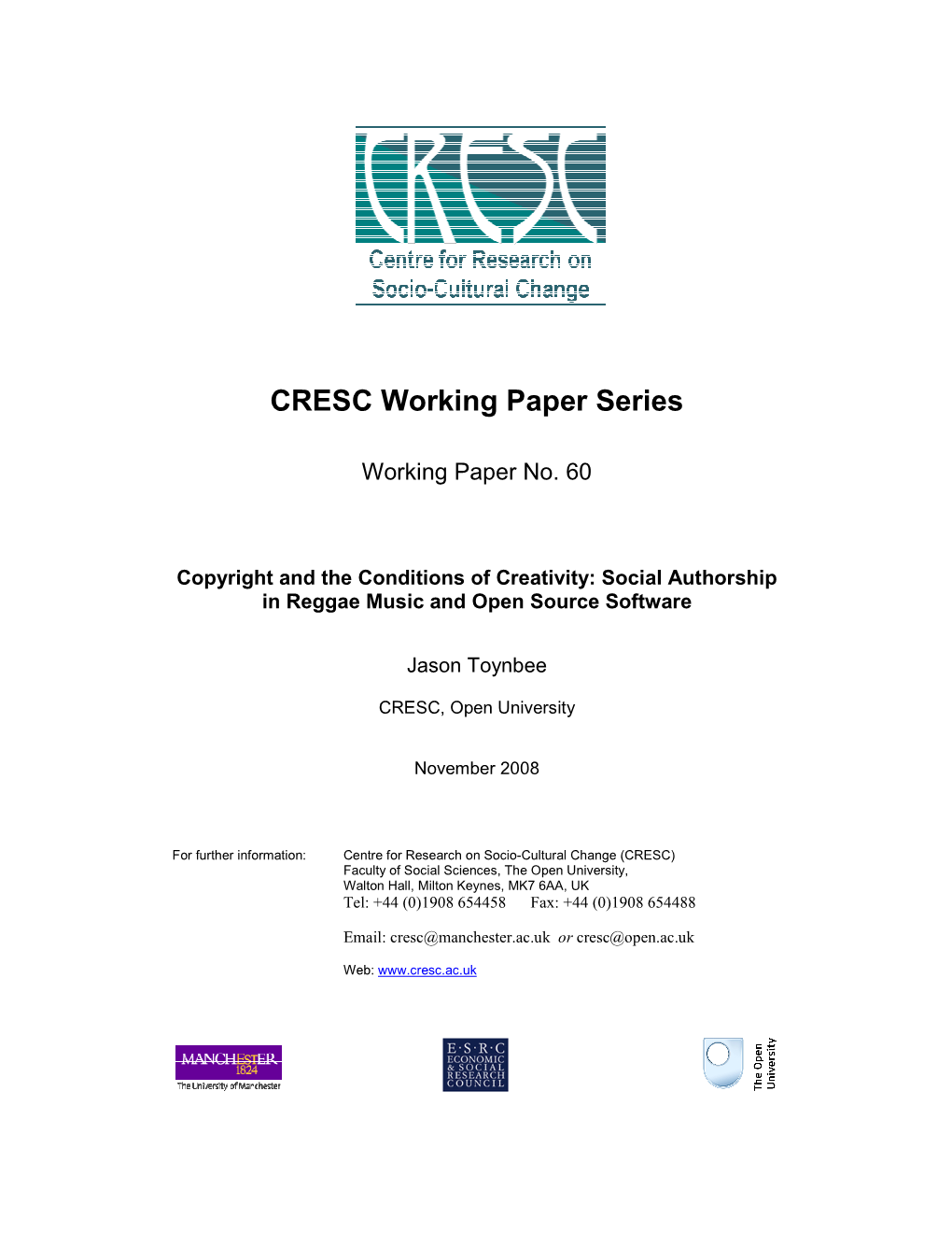CRESC Working Paper Series