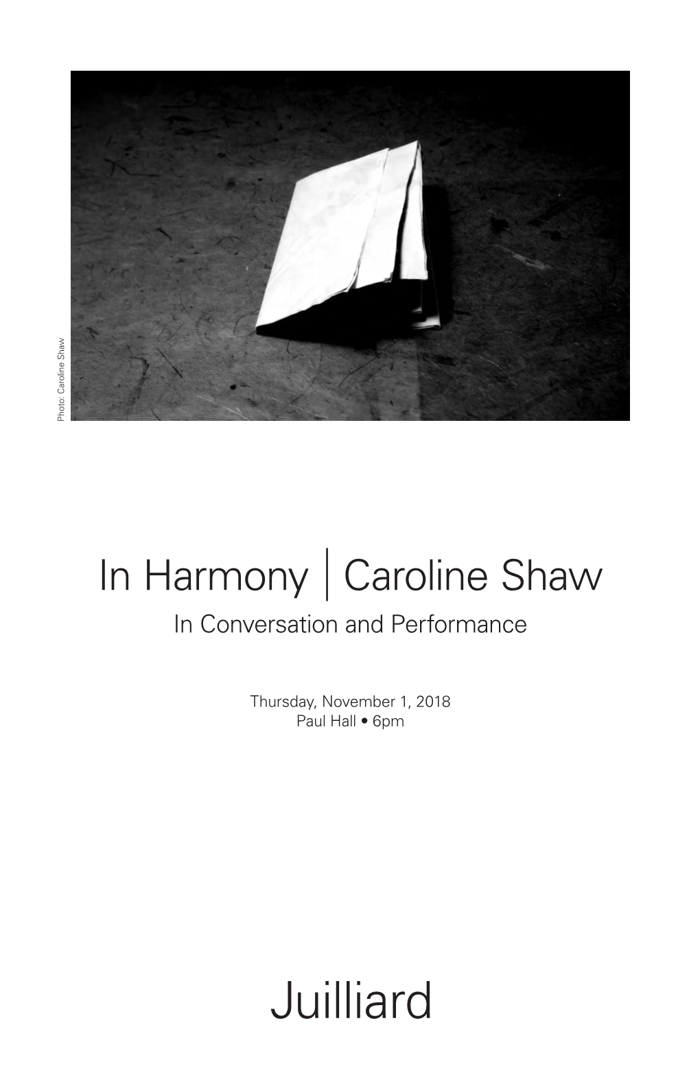 In Harmony Caroline Shaw in Conversation and Performance