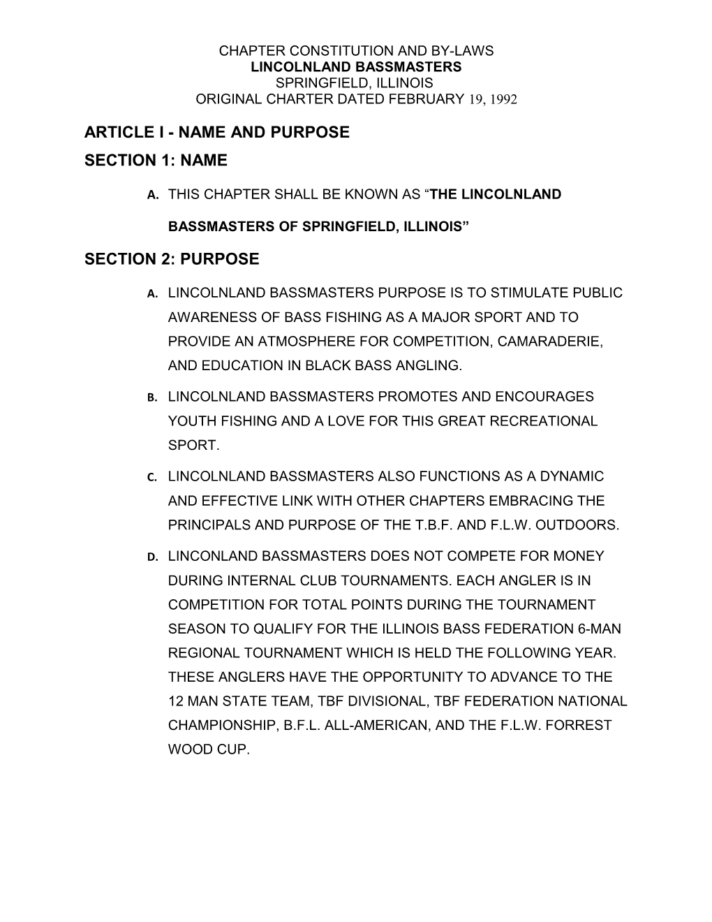 Chapter Constitution and By-Laws