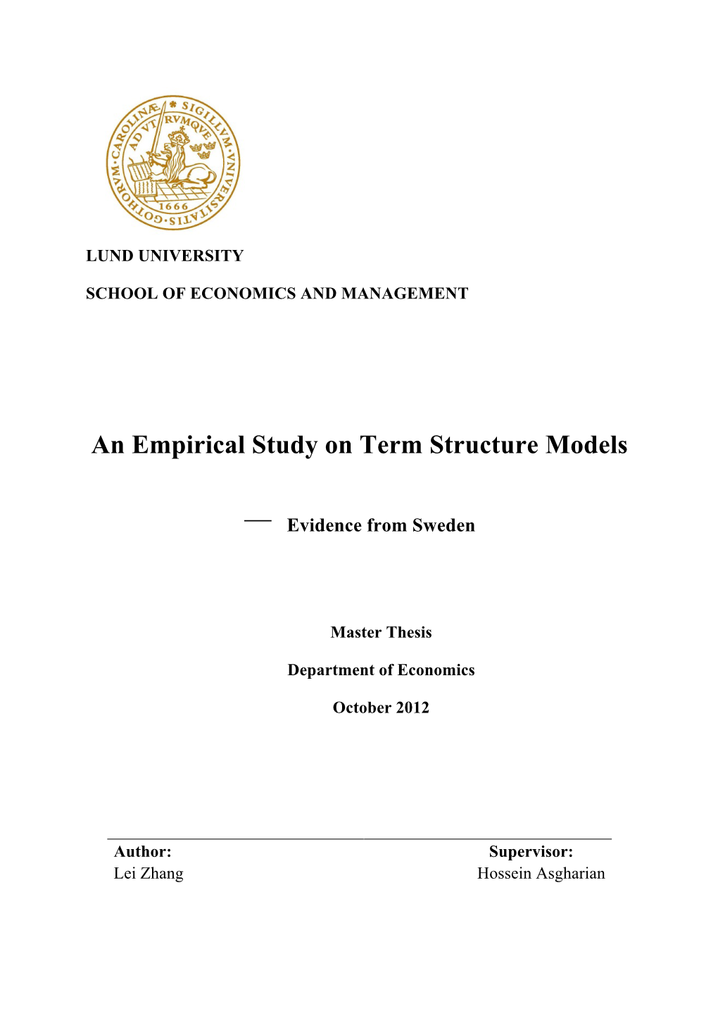 An Empirical Study on Term Structure Models