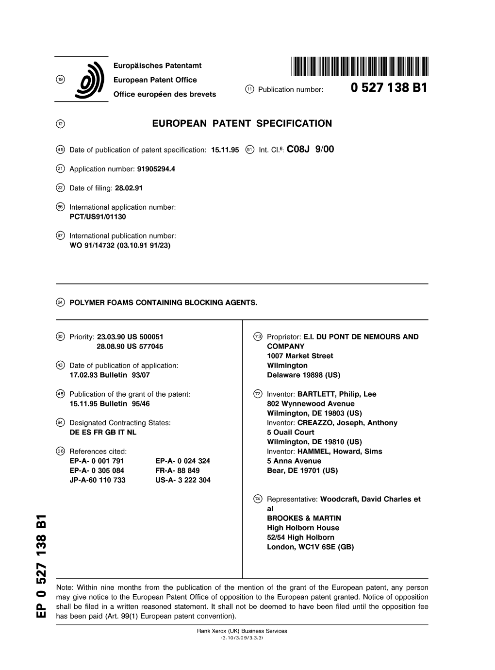 Polymer Foams Containing Blocking Agents