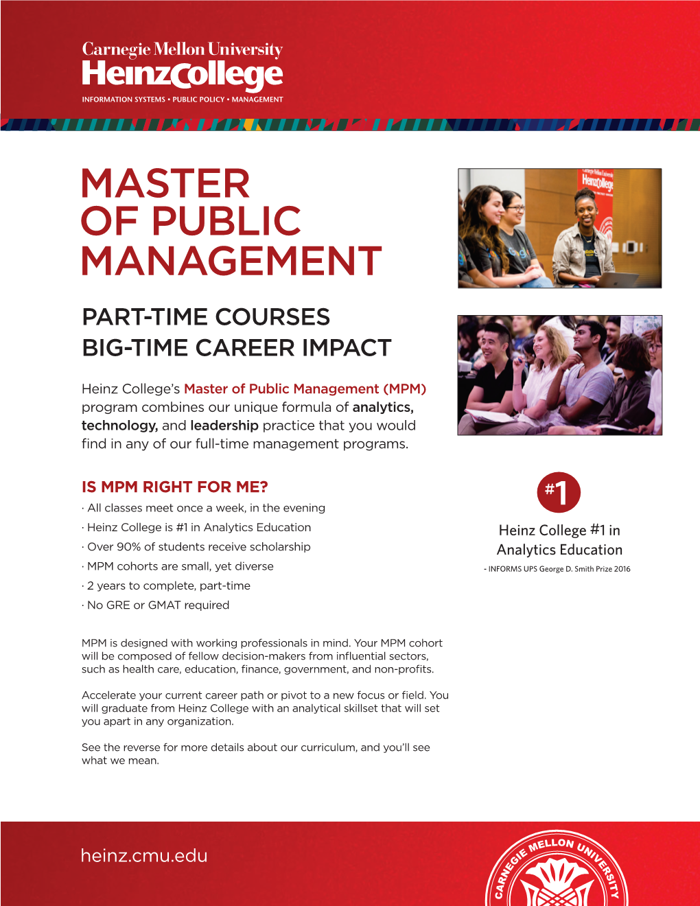 Master of Public Management Part-Time Courses Big-Time Career Impact