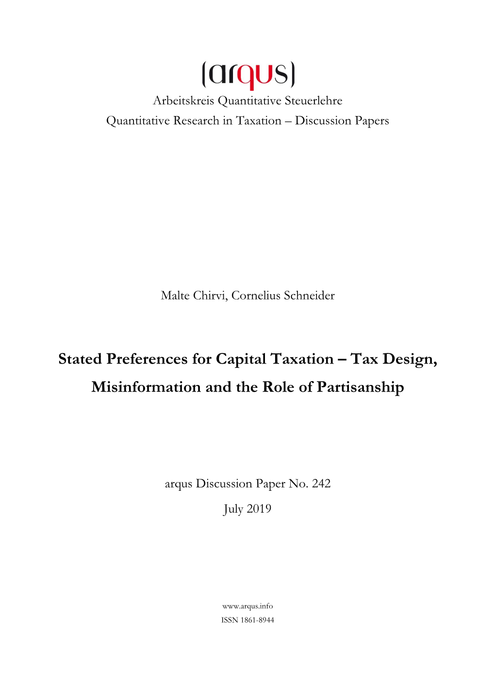 Stated Preferences for Capital Taxation – Tax Design, Misinformation and the Role of Partisanship