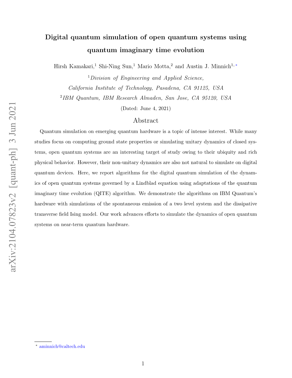 Arxiv:2104.07823V2 [Quant-Ph] 3 Jun 2021