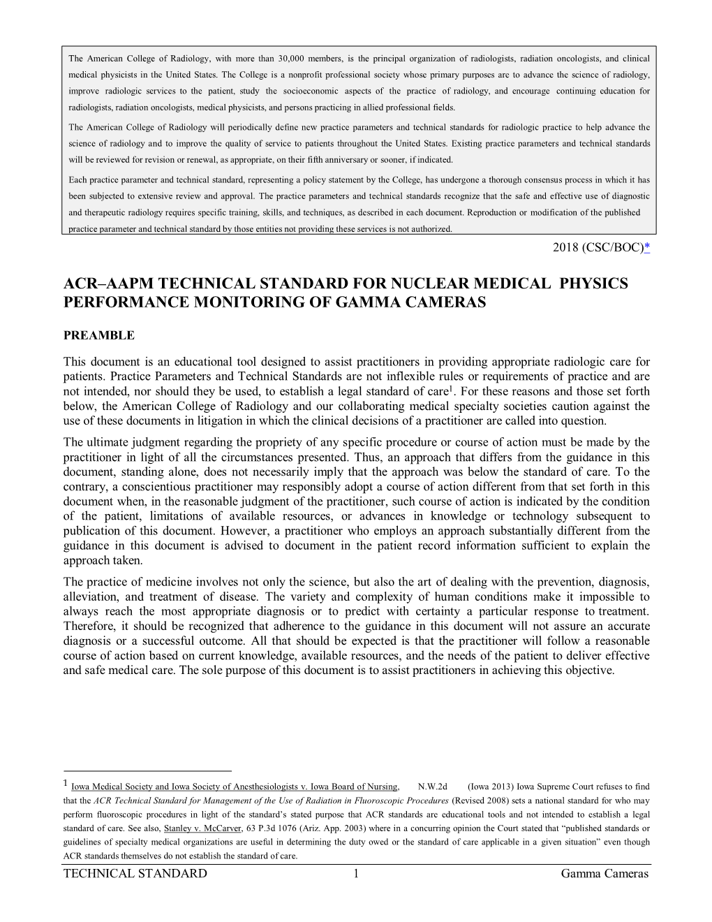 Medical Nuclear Physics Performance Monitoring of Gamma Cameras