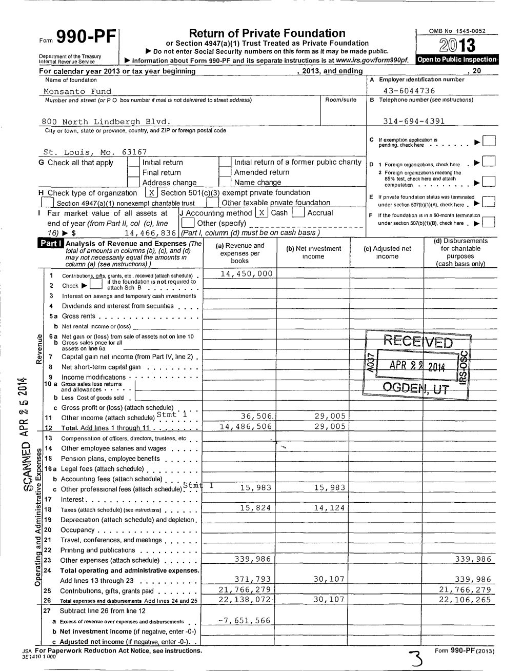 Return of Private Foundation OMB No 1545-0052 Form 990 -PF Or Section 4947 ( A)(1) Trust Treated As Private Foundation This Form Be Made Public