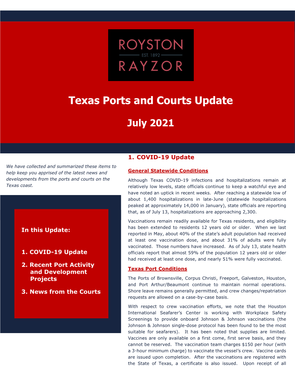 Texas Ports and Courts Update