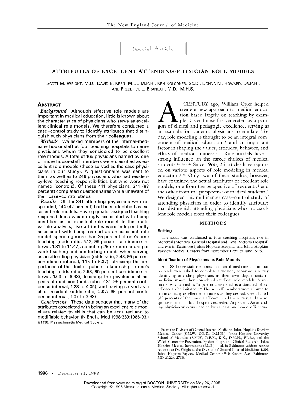 123198 Attributes of Excellent Attending-Physician Role Models