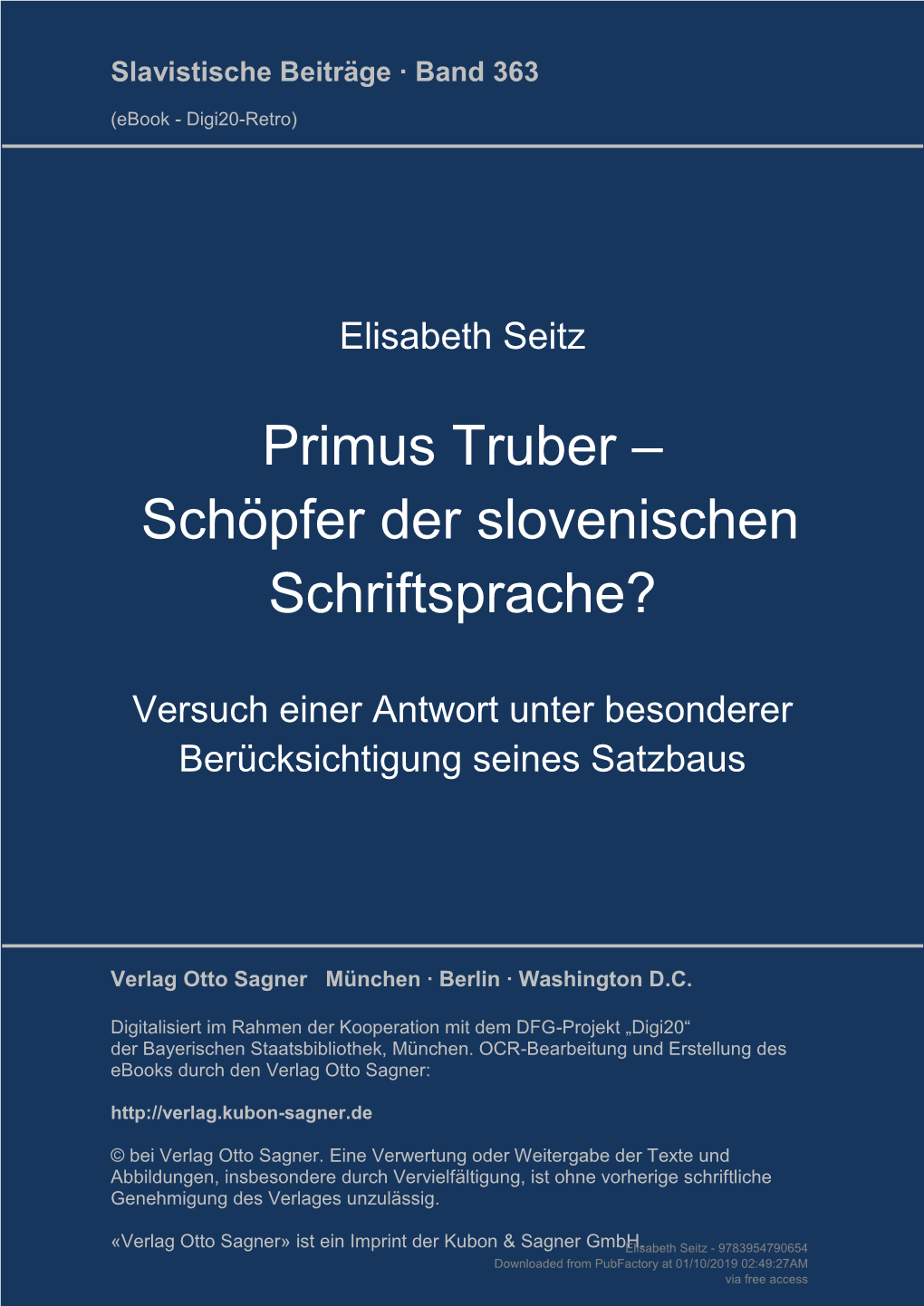 Primus Truber – Schöpfer Der Slovenischen Schriftsprache?